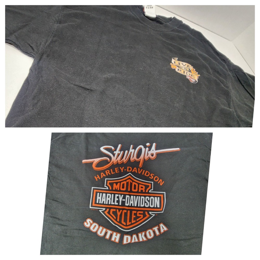 Vtg Harley Davidson Sturgis T Shirt Men's XL Biker Live To Ride Double Sided